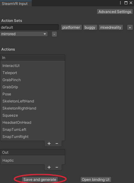 SteamVR Input actions generate