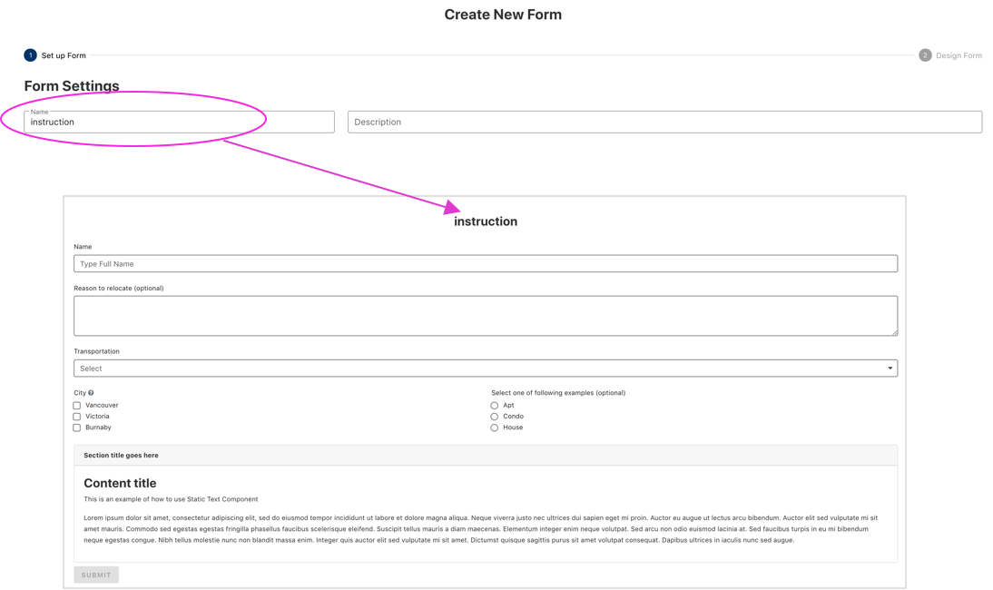 Form Settings