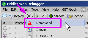 Clear Fiddler Request List