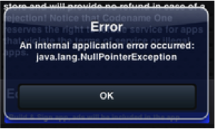 Default error dialog