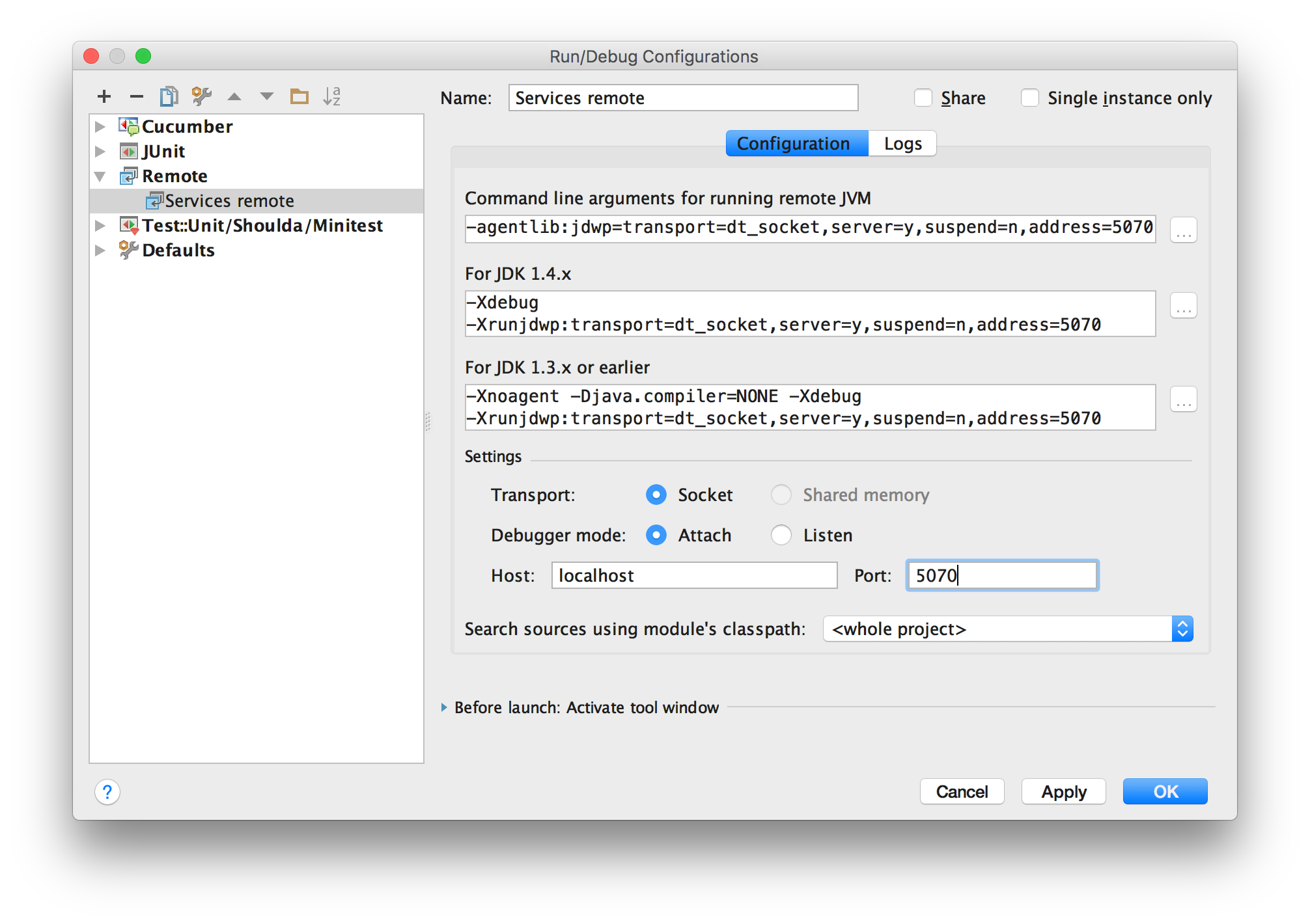 Set up remote debugging image