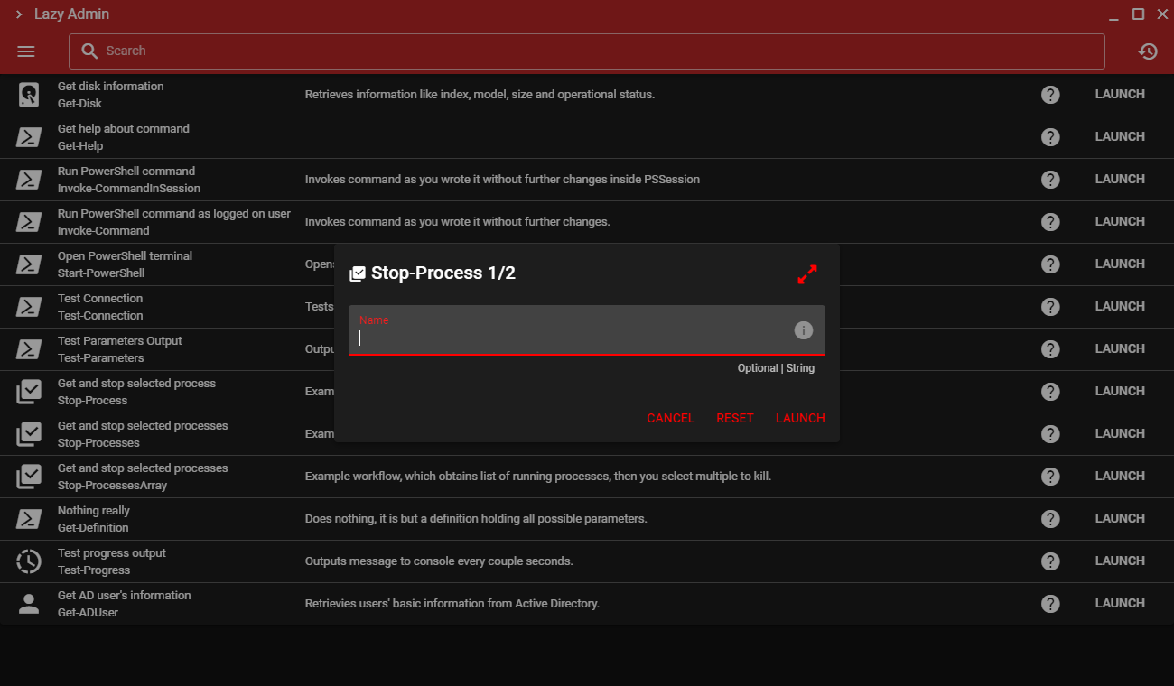 Lazy Admin Workflows Page Screenshot