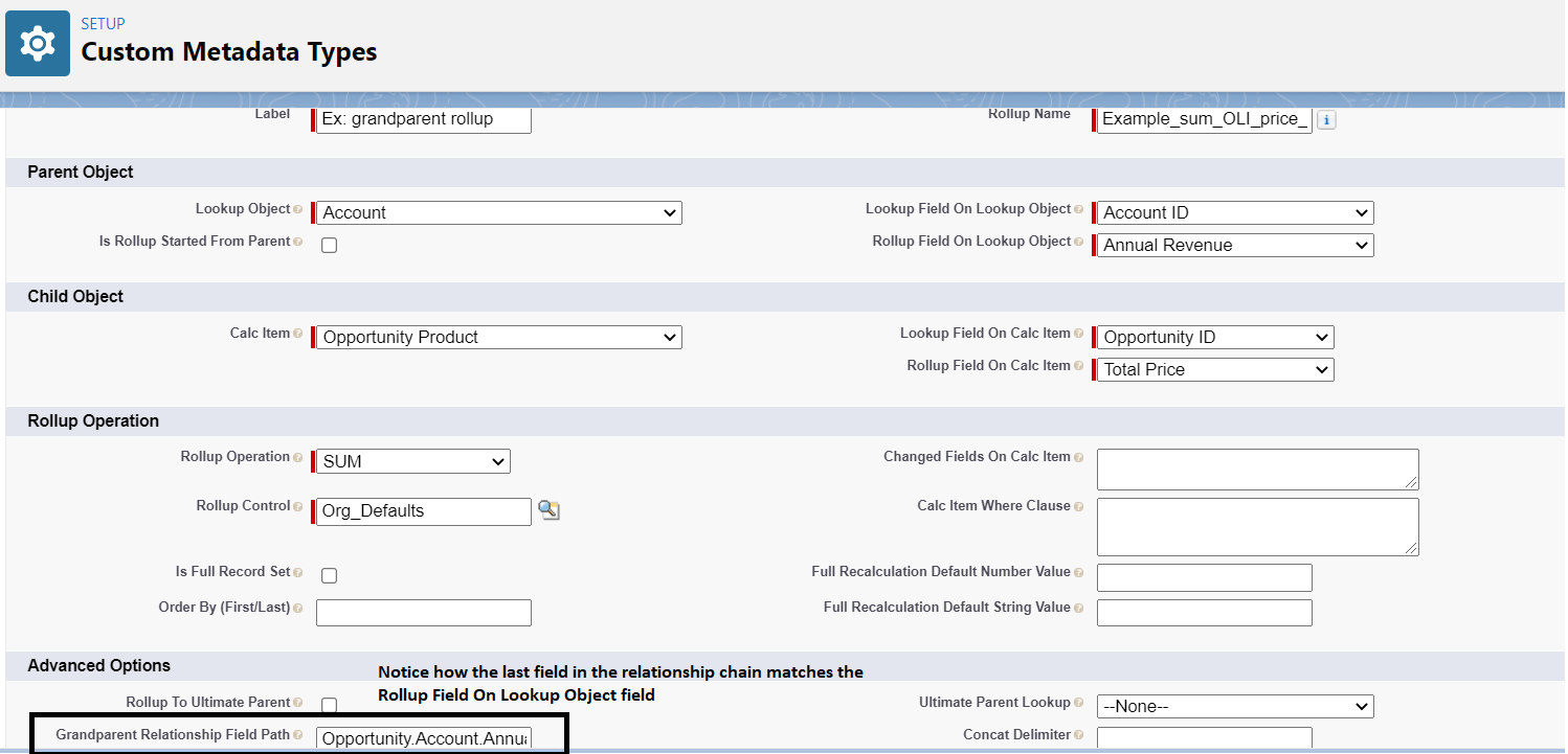 Example grandparent rollup