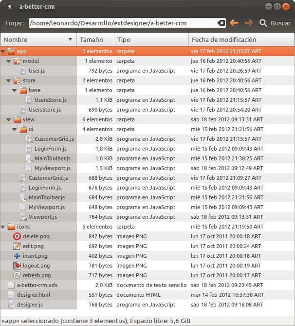 folder structure