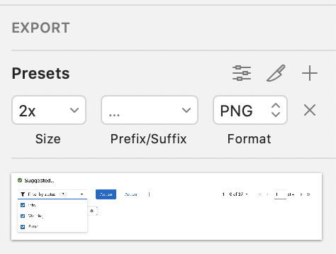 Sketch export screen