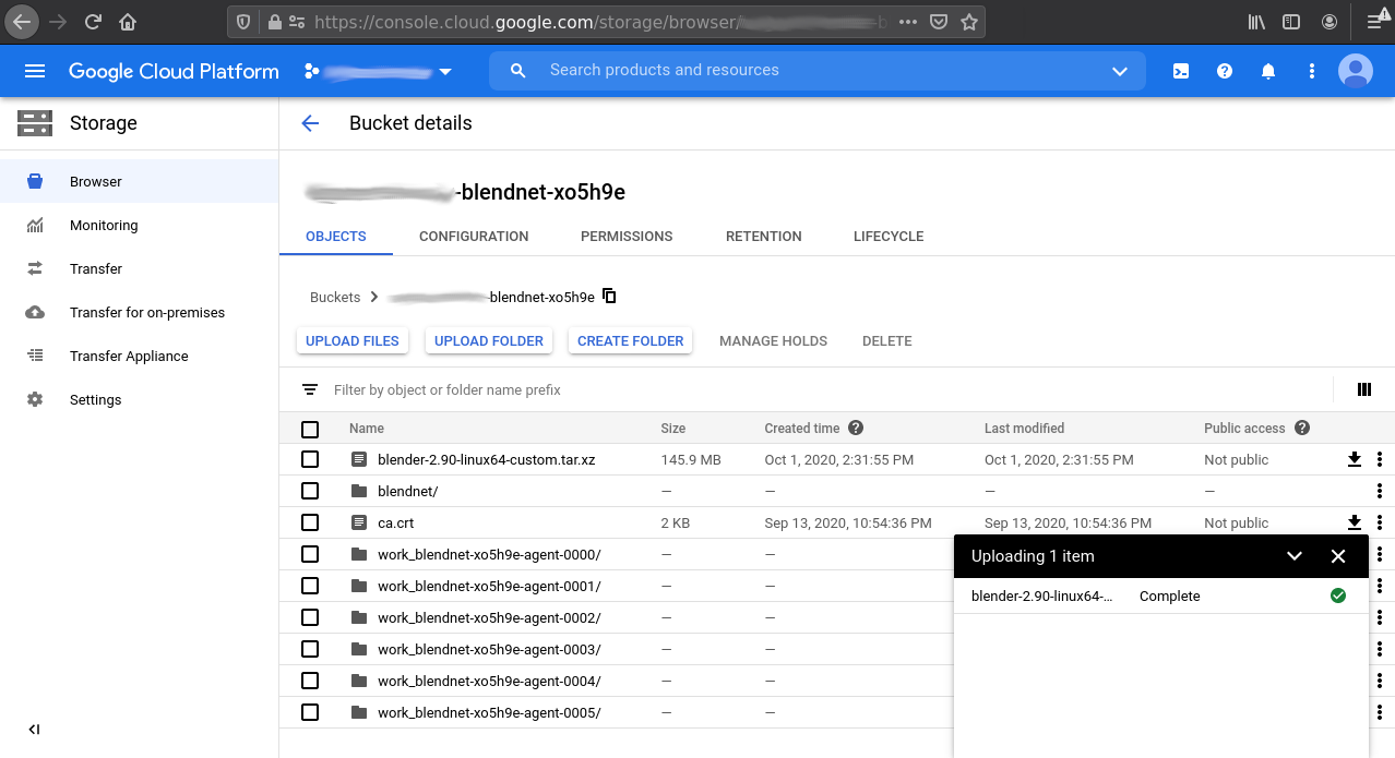 GCP - BlendNet bucket file uploaded